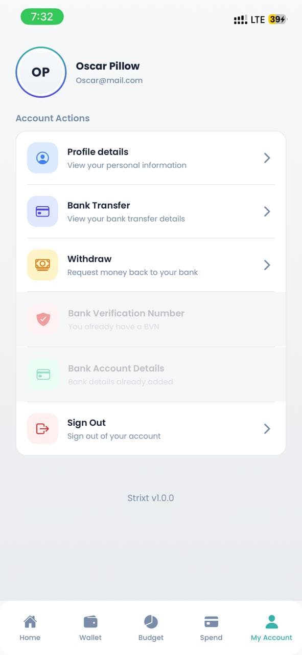 Account screenshot